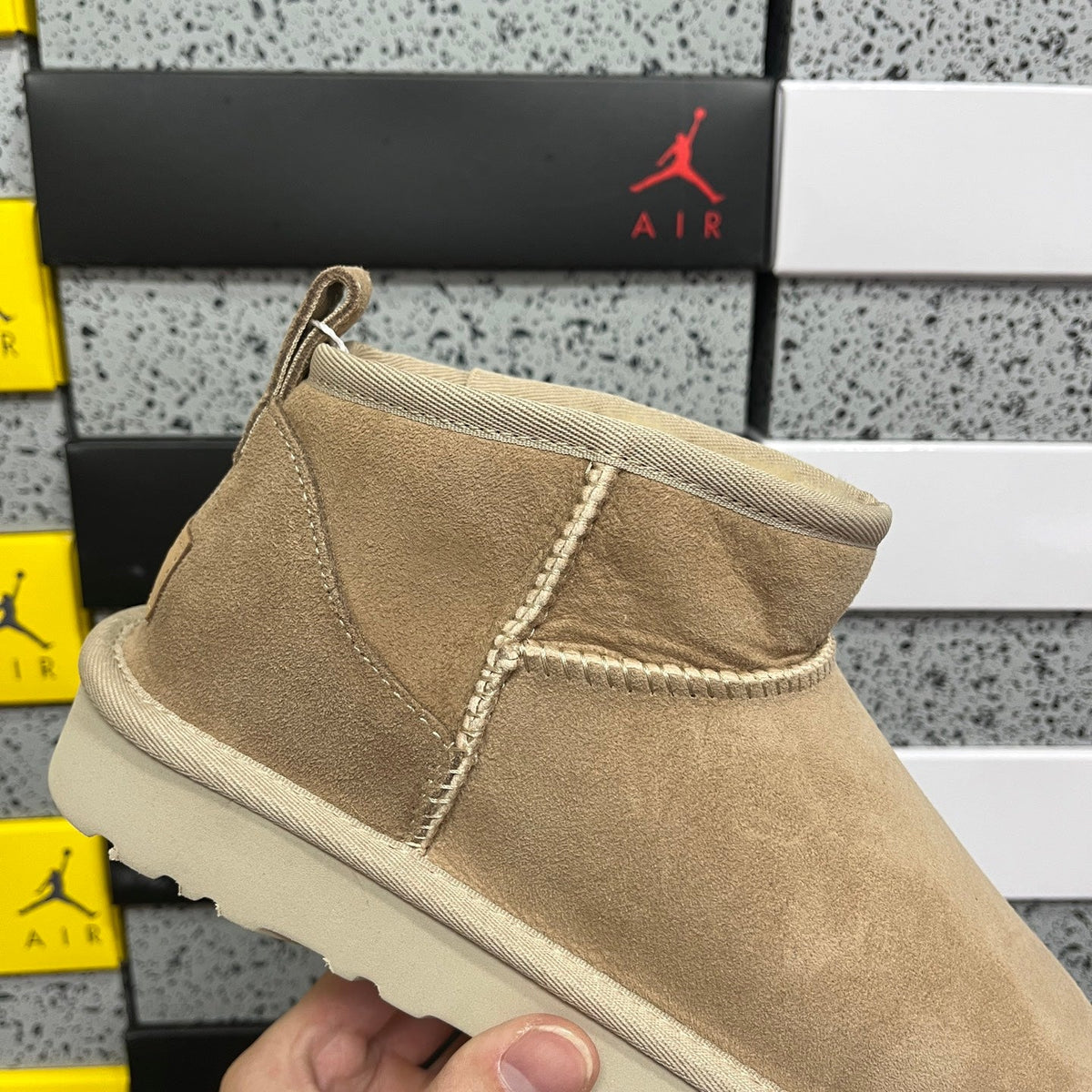 UGG Classic Ultra Mini Platform Women's Boot – Suede Ankle Boot with Cream Shearling Lining, Tonal Pull Loop & Chunky Platform Sole in Sand