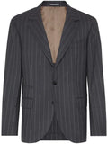 Brunello Cucinelli super 150s virgin wool wide chalk stripe batavia blazer