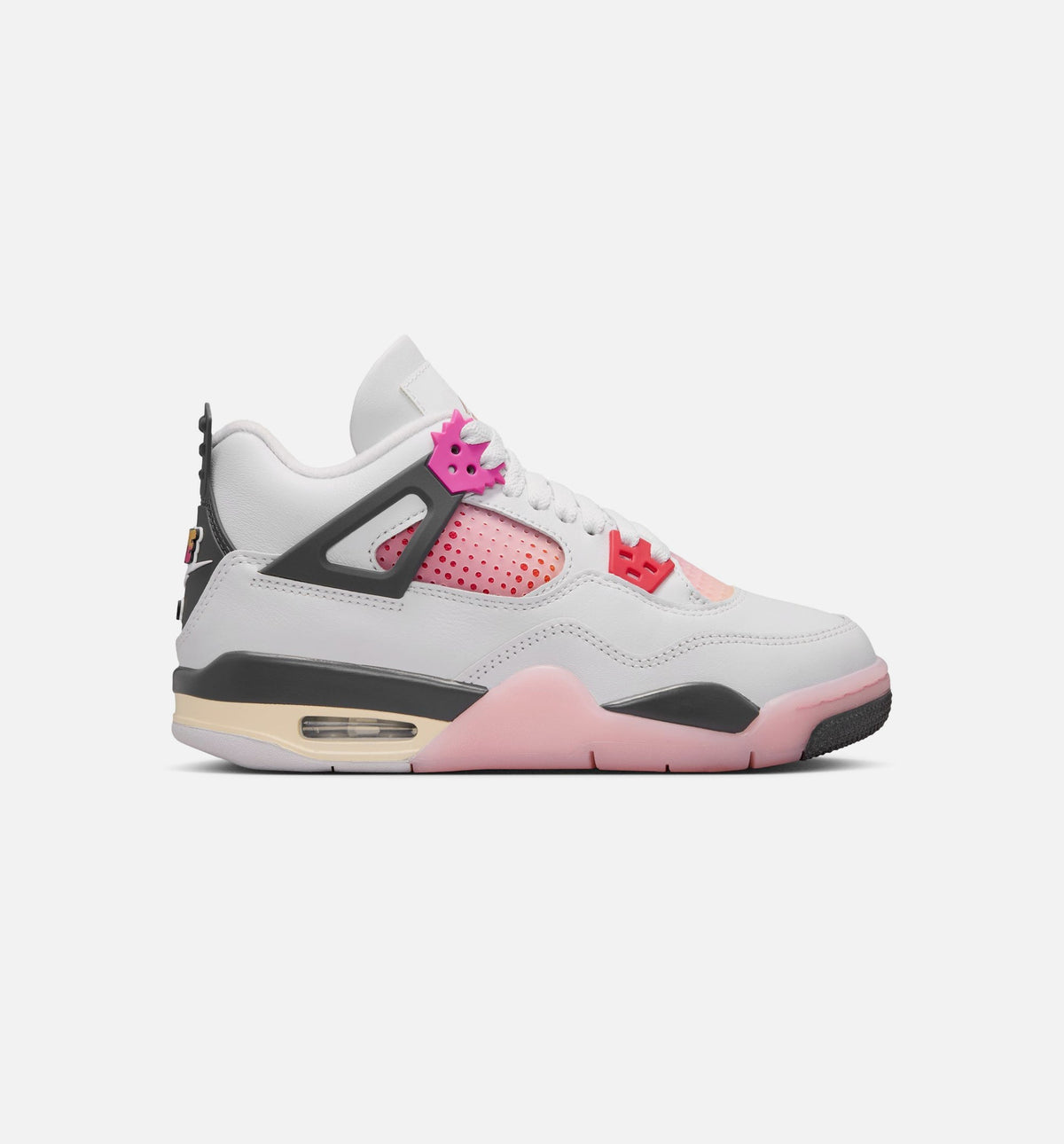 Air Jordan 4 Retro Comic Grade School Lifestyle Shoe - Off White/Fire Pink/Anthracite