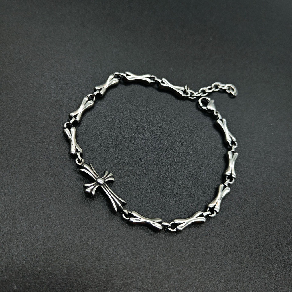 Chrome Hearts 925 Sterling silver cross flower skull splicing bracelet