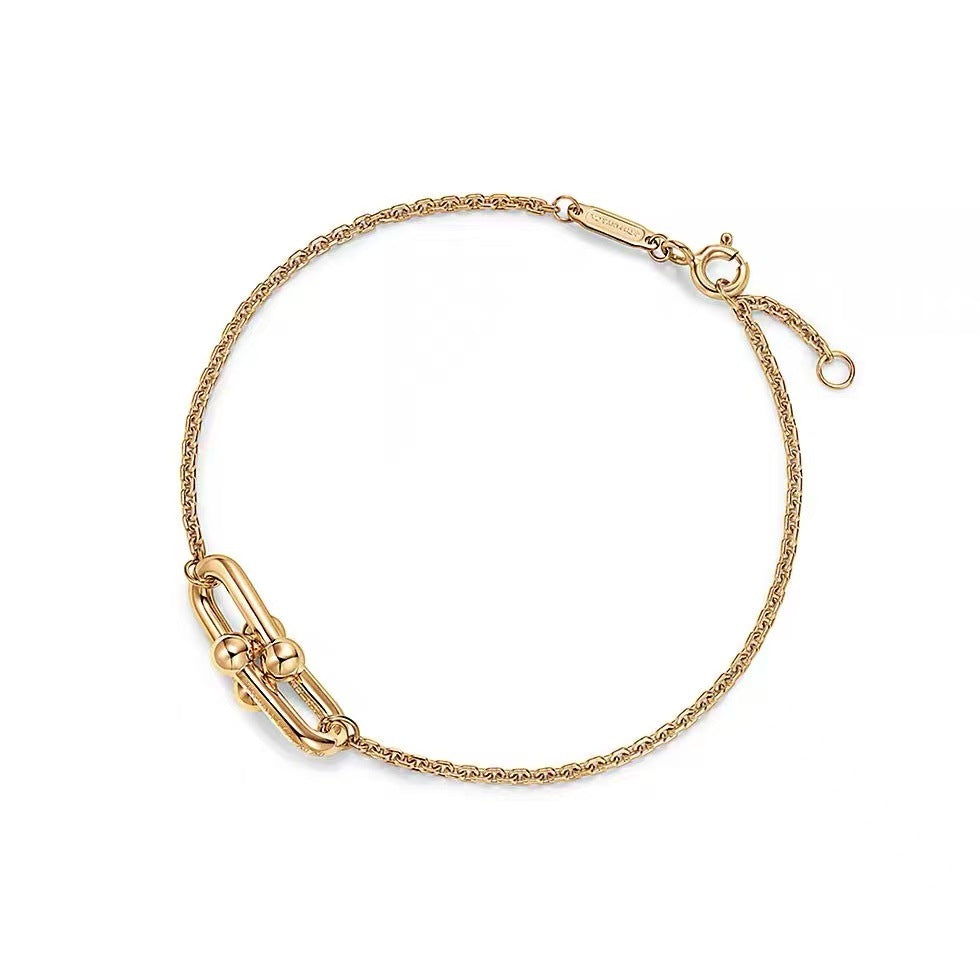 Tiffany Style Horseshoe Cubic Zirconia 18K Gold-Plated Bracelet