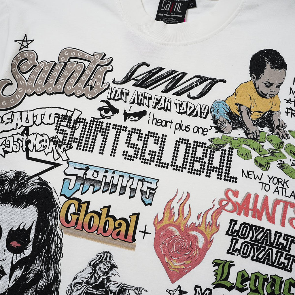 SAINT White Collage Graphic Short-Sleeve T-Shirt
