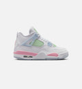 Air Jordan 4 Retro Medium Soft Pink Big Kids' Sneakers - White / Soft Pink / Blue
