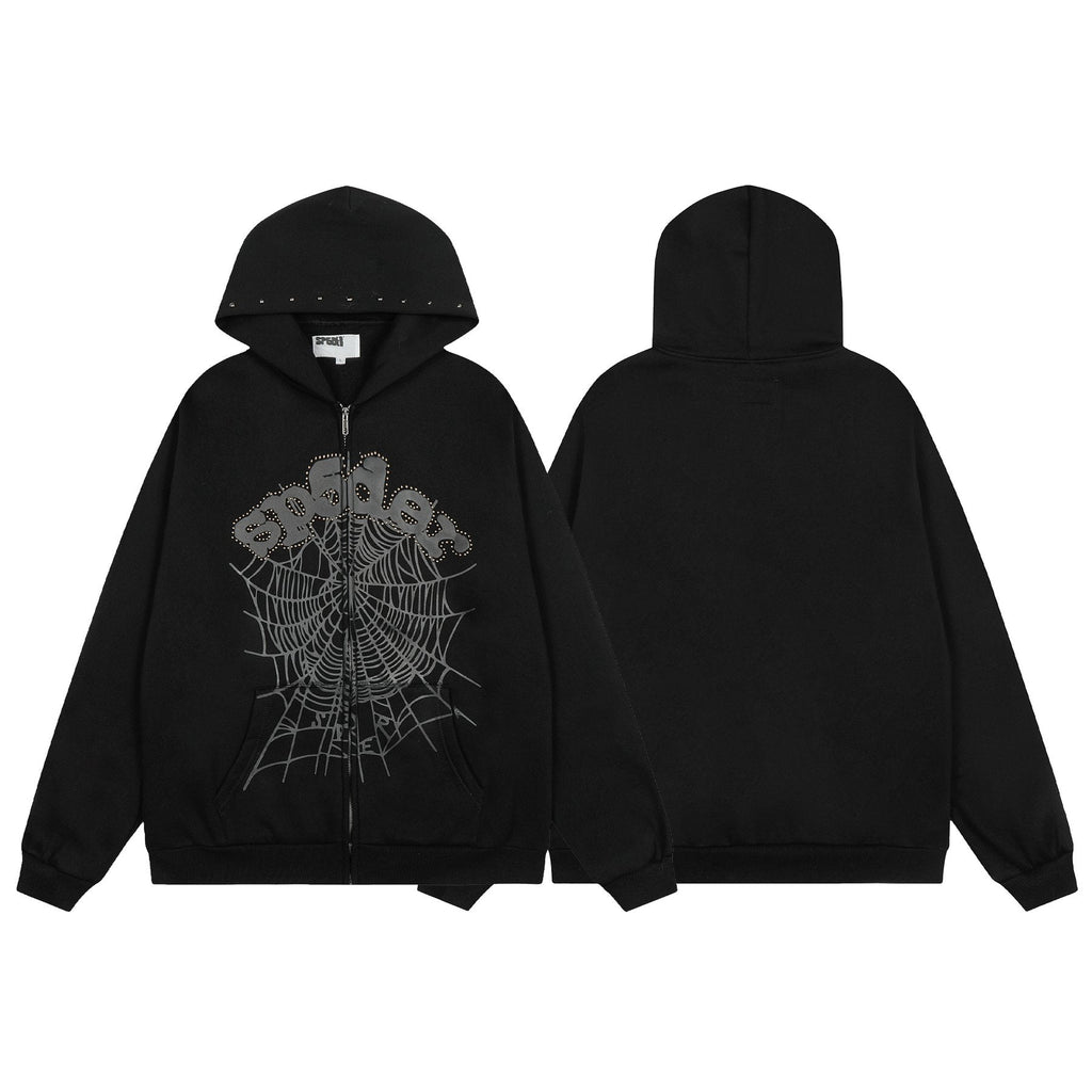 Sp5der Spiderweb Graphic Zip Hoodie & Sweatpants Matching Set