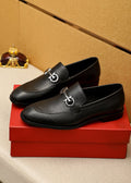 Ferragamo Black Textured Loafers
