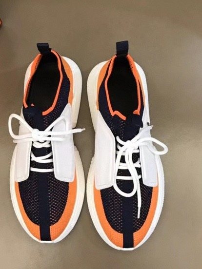 Black Orange & White Knit-Look Sneakers