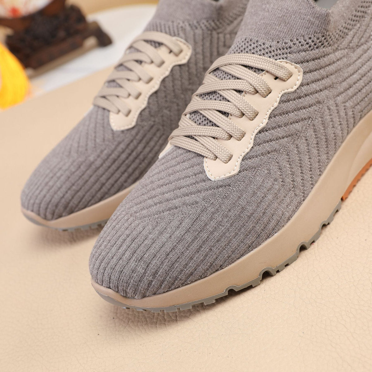 Brunello Cucinelli Gray Knit Sneakers