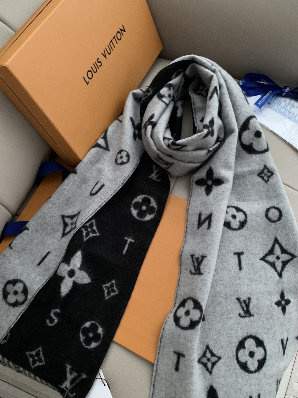 Louis Vuitton Reversible Monogram Fringe Scarf