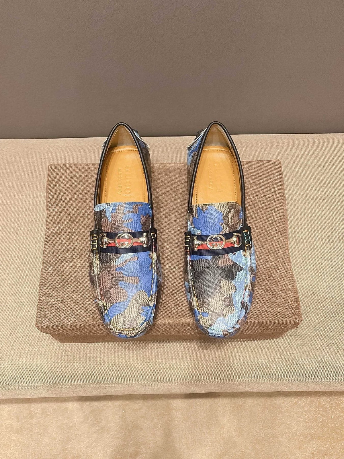 Gucci Patterned Metal-Accent Loafers