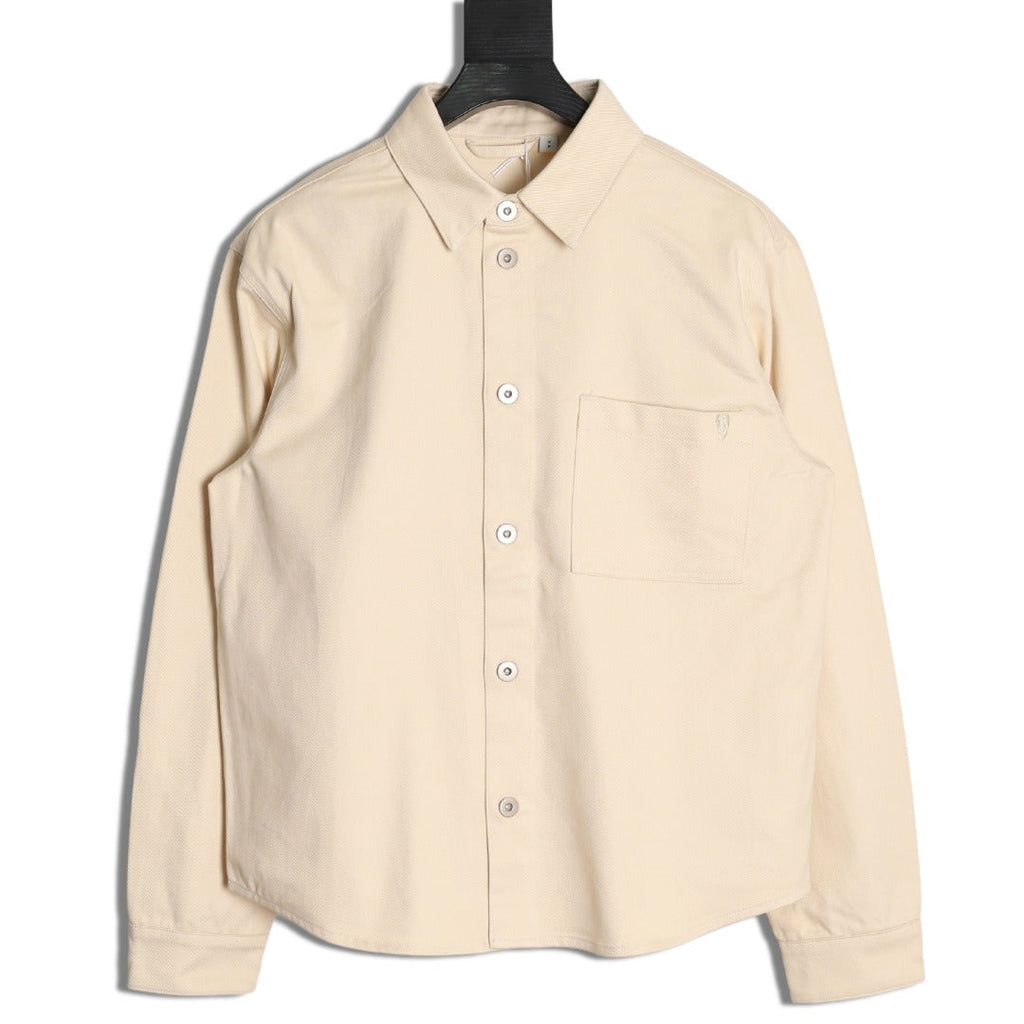 Burberry Shield-Detail Denim Shirt Jacket - Light Beige